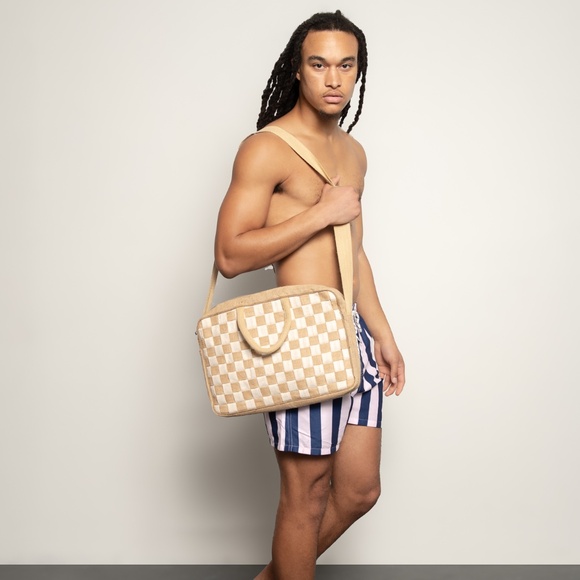 The Metropolitan Checkered Jute White Laptop Handbag - Unisex - Picture 3 of 3